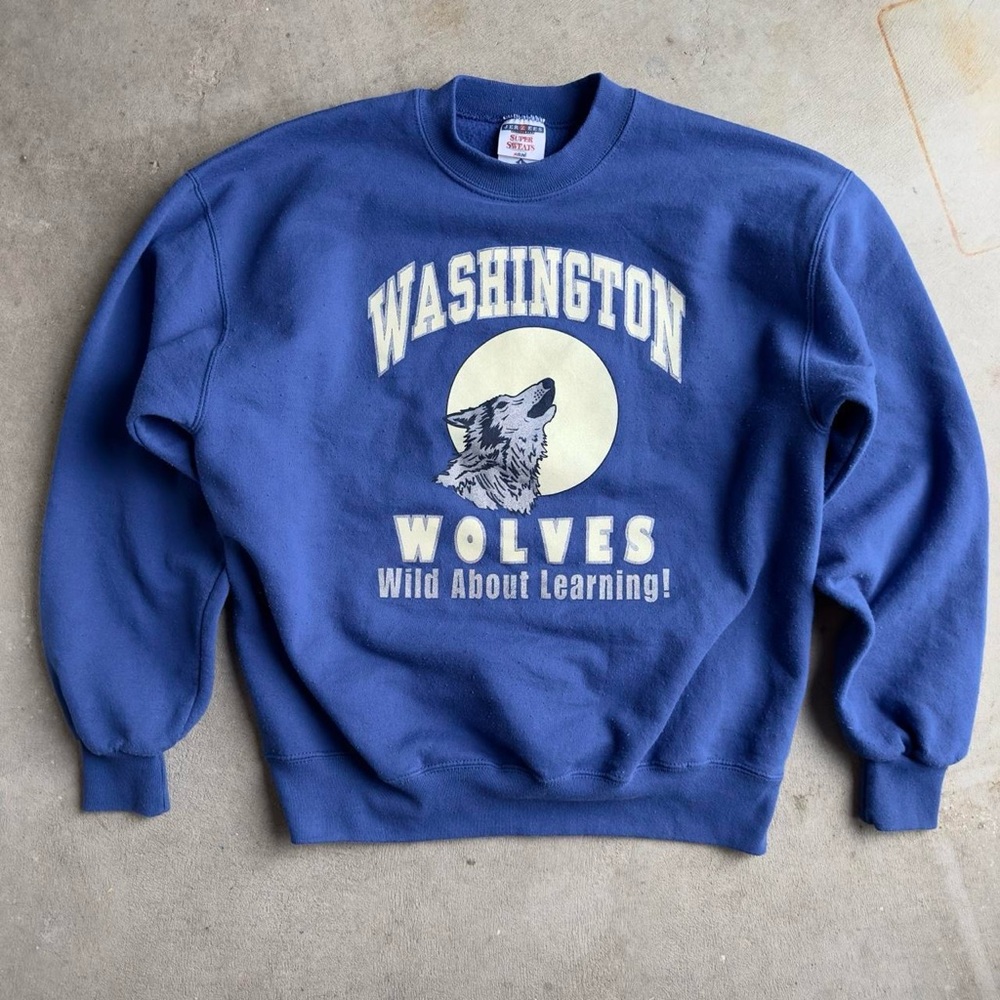 Vintage wolves blue crewneck sweatshirt size L - Picture 1 of 3
